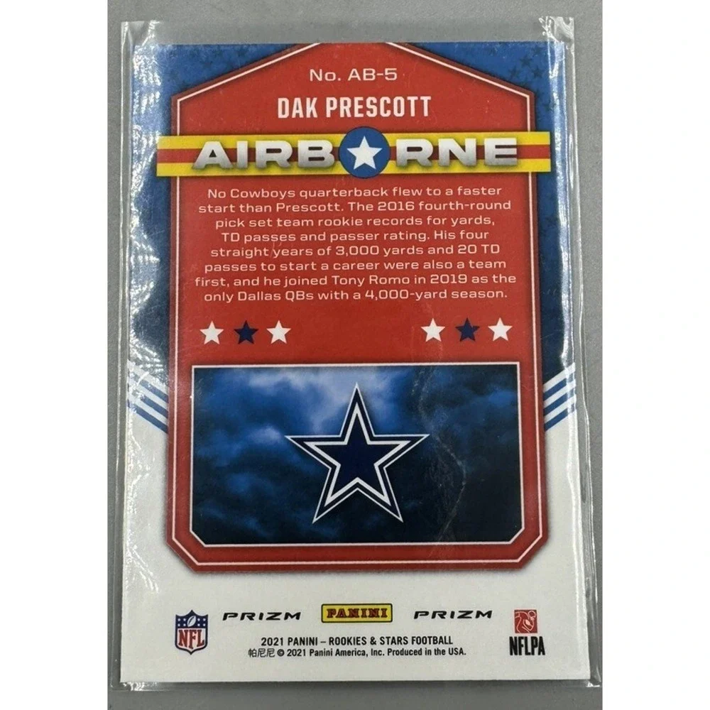 Dak Prescott 2021‎ Rookies & Stars Airborne Red Lazer Prizm #AR-5 Dallas Cowboys